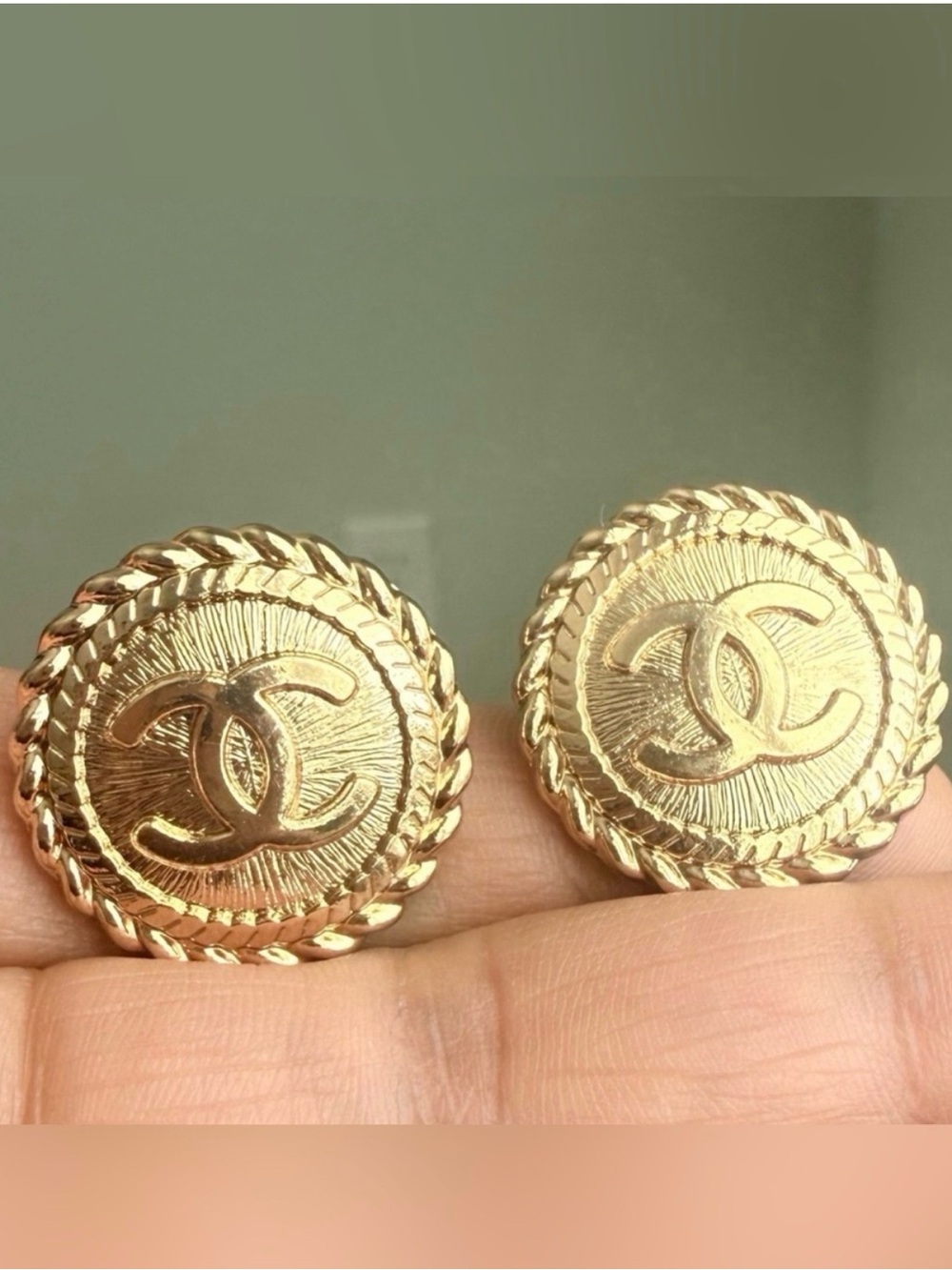 Vintage Gold CC Statement Repurposed Stud Earrings